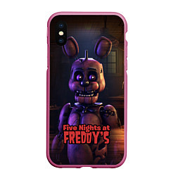 Чехол iPhone XS Max матовый Five Nights at Freddys Bonnie, цвет: 3D-малиновый