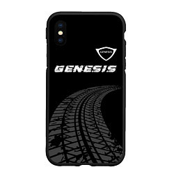 Чехол iPhone XS Max матовый Genesis speed на темном фоне со следами шин: симво