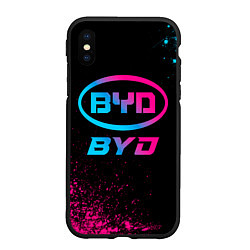 Чехол iPhone XS Max матовый BYD - neon gradient