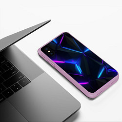 Чехол iPhone XS Max матовый Синий и фиолетовый неон, цвет: 3D-сиреневый — фото 2