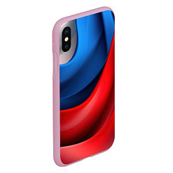 Чехол iPhone XS Max матовый Объемная абстракция в цветах флага РФ, цвет: 3D-розовый — фото 2