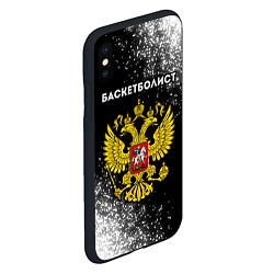 Чехол iPhone XS Max матовый Баскетболист из России и герб РФ, цвет: 3D-черный — фото 2