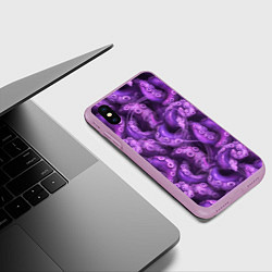 Чехол iPhone XS Max матовый Фиолетовые щупальца и дым, цвет: 3D-сиреневый — фото 2