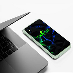 Чехол iPhone XS Max матовый CS GO green blue neon, цвет: 3D-салатовый — фото 2