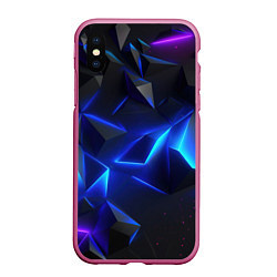 Чехол iPhone XS Max матовый Blue dark neon