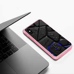 Чехол iPhone XS Max матовый Черные объемные плиты, цвет: 3D-баблгам — фото 2
