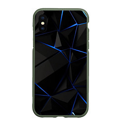 Чехол iPhone XS Max матовый Black blue style, цвет: 3D-темно-зеленый
