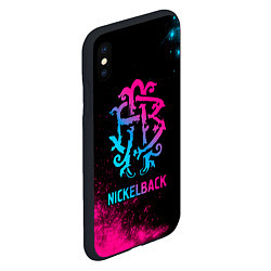 Чехол iPhone XS Max матовый Nickelback - neon gradient, цвет: 3D-черный — фото 2