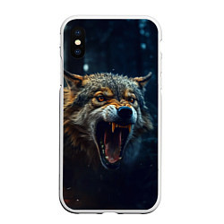 Чехол iPhone XS Max матовый Волк рассвет, цвет: 3D-белый