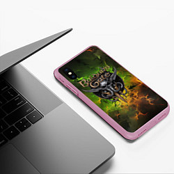 Чехол iPhone XS Max матовый Baldurs Gate 3 logo dark green fire, цвет: 3D-розовый — фото 2