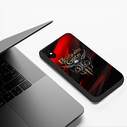Чехол iPhone XS Max матовый Baldurs Gate 3 logo geometry, цвет: 3D-черный — фото 2