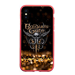 Чехол iPhone XS Max матовый Baldurs Gate 3 logo dark gold logo