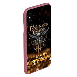 Чехол iPhone XS Max матовый Baldurs Gate 3 logo dark gold logo, цвет: 3D-малиновый — фото 2