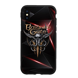 Чехол iPhone XS Max матовый Baldurs Gate 3 logo black red, цвет: 3D-черный