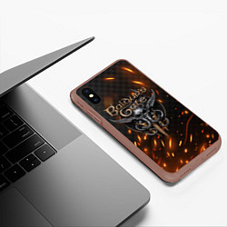 Чехол iPhone XS Max матовый Baldurs Gate 3 logo fire, цвет: 3D-коричневый — фото 2