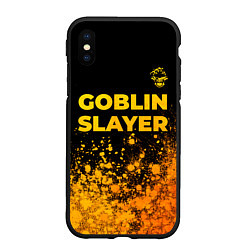 Чехол iPhone XS Max матовый Goblin Slayer - gold gradient: символ сверху, цвет: 3D-черный