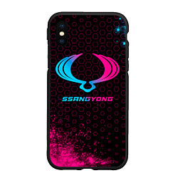 Чехол iPhone XS Max матовый SsangYong - neon gradient