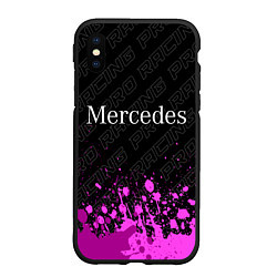 Чехол iPhone XS Max матовый Mercedes pro racing: символ сверху, цвет: 3D-черный