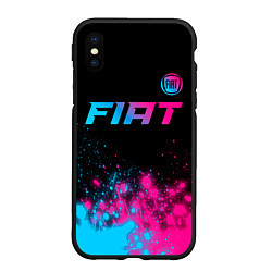 Чехол iPhone XS Max матовый Fiat - neon gradient: символ сверху, цвет: 3D-черный