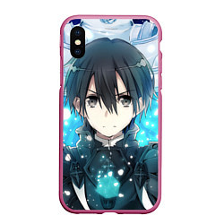 Чехол iPhone XS Max матовый Sword Art Online Кадзуто Киригая, цвет: 3D-малиновый