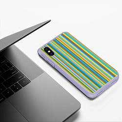 Чехол iPhone XS Max матовый Вертикальные разноцветные пполсы, цвет: 3D-светло-сиреневый — фото 2