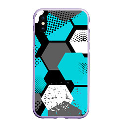Чехол iPhone XS Max матовый Шестиугольники абстрактный фон, цвет: 3D-светло-сиреневый