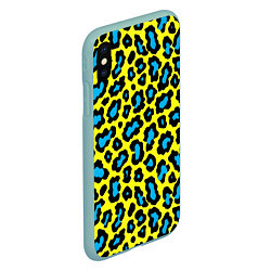 Чехол iPhone XS Max матовый Кислотный леопард паттерн, цвет: 3D-мятный — фото 2