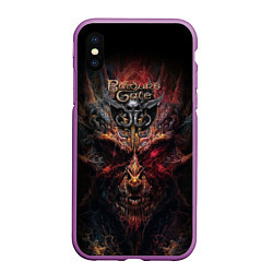 Чехол iPhone XS Max матовый Baldurs Gate 3 logo demon, цвет: 3D-фиолетовый