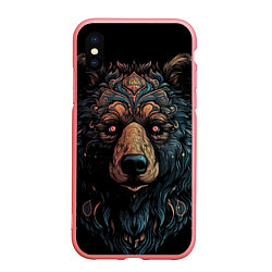 Чехол iPhone XS Max матовый Медведь из узоров, цвет: 3D-баблгам