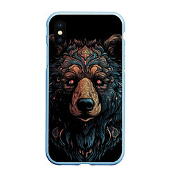 Чехол iPhone XS Max матовый Медведь из узоров, цвет: 3D-голубой