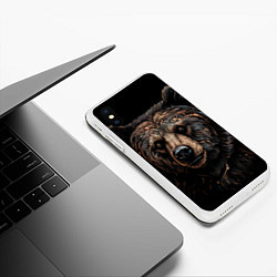 Чехол iPhone XS Max матовый Медведь крупный, цвет: 3D-белый — фото 2