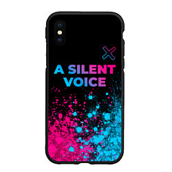 Чехол iPhone XS Max матовый A Silent Voice - neon gradient: символ сверху