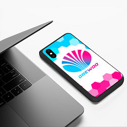 Чехол iPhone XS Max матовый Daewoo neon gradient style, цвет: 3D-черный — фото 2