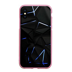 Чехол iPhone XS Max матовый Black texture neon line