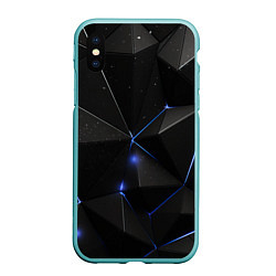 Чехол iPhone XS Max матовый Black geometry texture