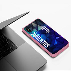 Чехол iPhone XS Max матовый Juventus logo blue, цвет: 3D-малиновый — фото 2