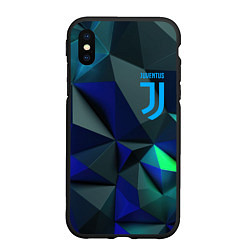 Чехол iPhone XS Max матовый Juventus blue abstract logo, цвет: 3D-черный