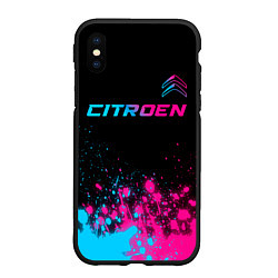 Чехол iPhone XS Max матовый Citroen - neon gradient: символ сверху