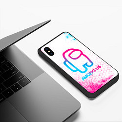 Чехол iPhone XS Max матовый Among Us neon gradient style, цвет: 3D-черный — фото 2