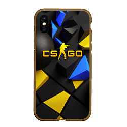 Чехол iPhone XS Max матовый CSGO blue yellow abstract, цвет: 3D-коричневый