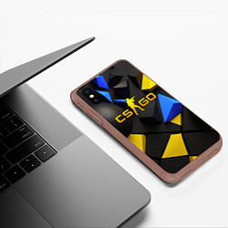 Чехол iPhone XS Max матовый CSGO blue yellow abstract, цвет: 3D-коричневый — фото 2