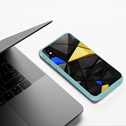 Чехол iPhone XS Max матовый Black yellow elements, цвет: 3D-мятный — фото 2