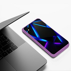 Чехол iPhone XS Max матовый Неоновые плиты, цвет: 3D-фиолетовый — фото 2
