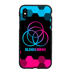 Чехол iPhone XS Max матовый Elden Ring - neon gradient