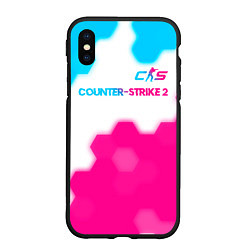 Чехол iPhone XS Max матовый Counter-Strike 2 neon gradient style: символ сверх