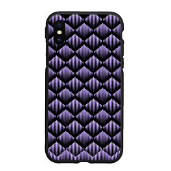 Чехол iPhone XS Max матовый Фиолетовые выпуклые ромбы