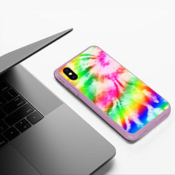 Чехол iPhone XS Max матовый Красивый тай дай, цвет: 3D-сиреневый — фото 2