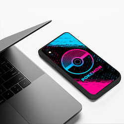 Чехол iPhone XS Max матовый Pokemon - neon gradient, цвет: 3D-черный — фото 2