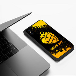 Чехол iPhone XS Max матовый Green Day - gold gradient, цвет: 3D-черный — фото 2