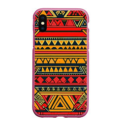 Чехол iPhone XS Max матовый Этнический африканский узор, цвет: 3D-малиновый